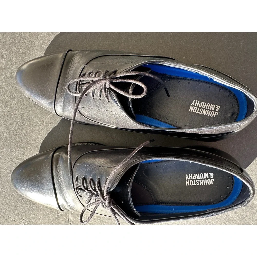 Johnston & Murphy Mens 11.5 M Black Leather Cap Toe Oxford Dress Shoes‎ 25-2455
